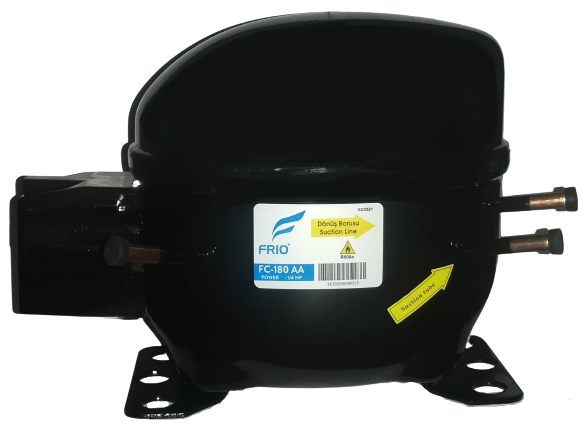 FRIO 1/4 HP COMPRESSOR FOR HOUSEHOLD APPLICATIONS AND R600A (SUCTION PIPE ON THE RIGHT)